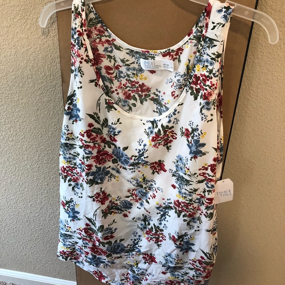 White floral blouse tank